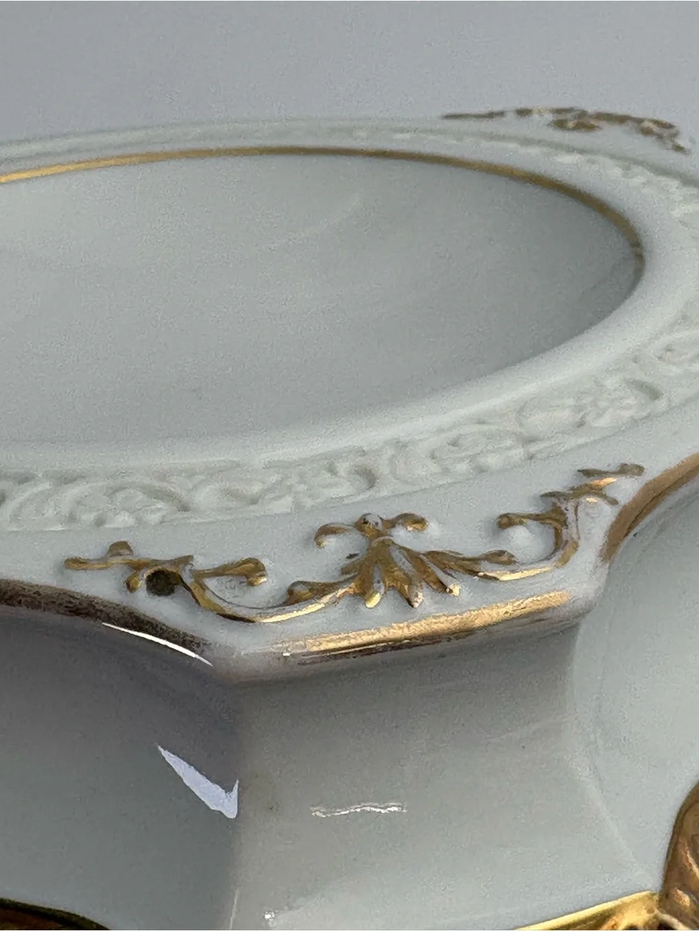 Vintage Gilded Porcelain Bonbonnier or Trinket Dish- Hollywood Regency Style